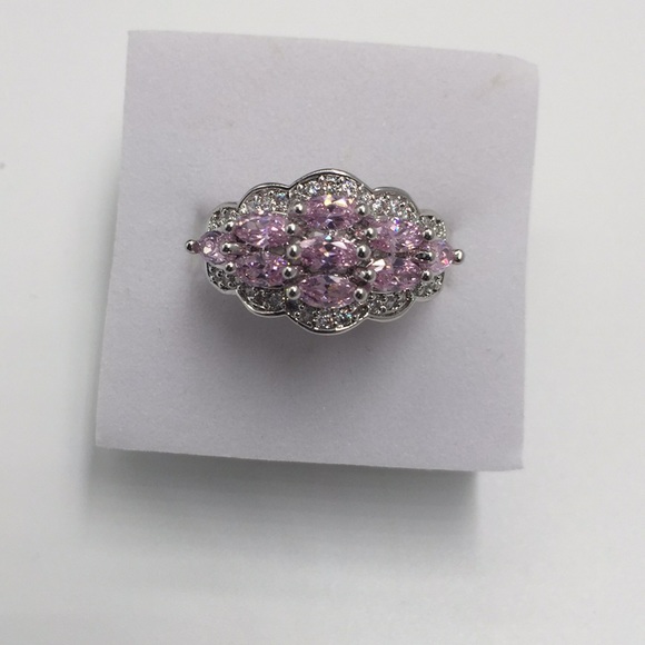 Handmade Jewelry - 18K White gold filled pink and white topaz RING